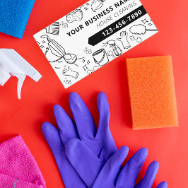 Cartão De Visita Janitorial de Limpeza de Casa Moderna