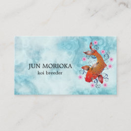 Cartão De Visita Japonês Koi no fundo azul