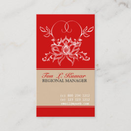 Cartão De Visita Jardim da Flor Branca de Lotus com Vermelho