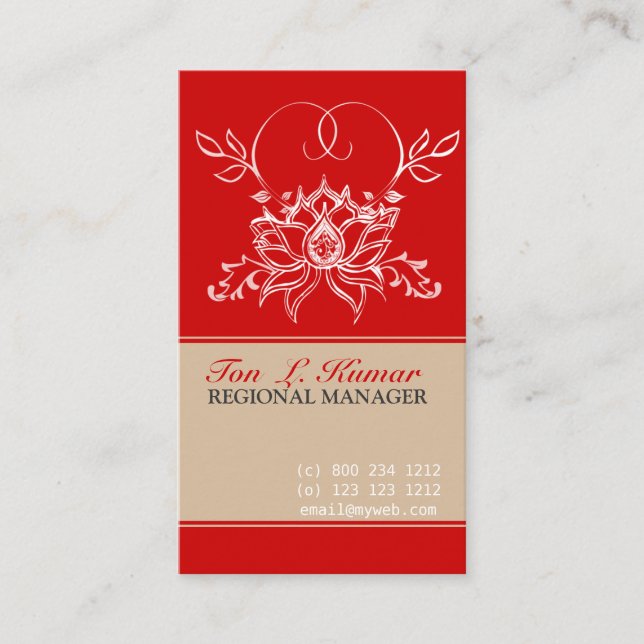 Cartão De Visita Jardim da Flor Branca de Lotus com Vermelho (Frente)