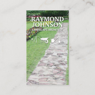 Cartão De Visita Jardim Flor  Caminho de Walkway  Ferramentas de ja
