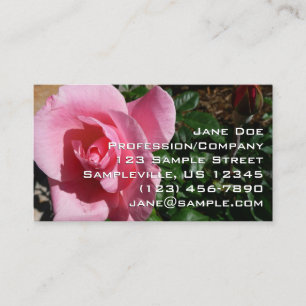 Cartão De Visita Jardim Floral de Rosa Rosa e Broto