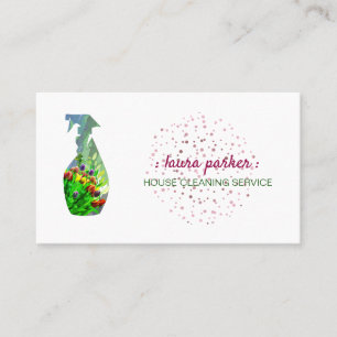 Cartão De Visita Jardim floral do serviço da limpeza da garrafa do