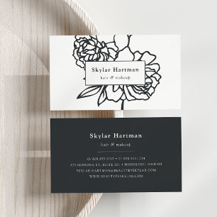 Cartão De Visita Jardim Secreto Preto-branco Floral