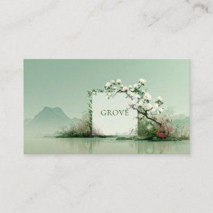 Cartão De Visita Jardim Zen Sereno Quadro Floral Rosa Branca Montan