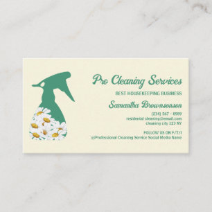 Cartão De Visita Jardinagem de Limpeza da Garrafa Verde Amarela