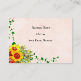Cartão De Visita Jardinagem Floral Amarela Cor-de-Rosa