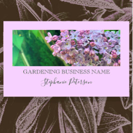 Cartão De Visita Jardinagem Personalizada de Foto Lilac Púrpura Clá