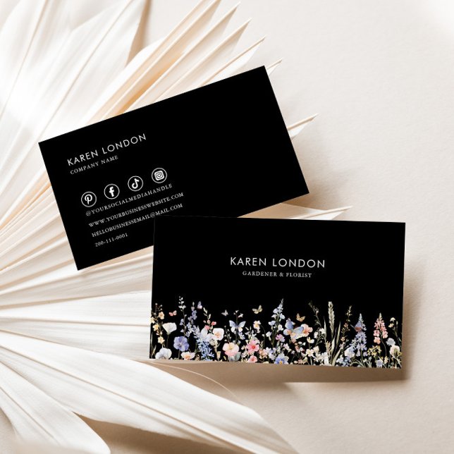 Cartão De Visita Jardineiro de Flor Selvagem de Verão e Florista (Criador carregado)