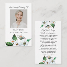 Cartão De Visita Jasmine Memorial Photo Funeral Prayer Card