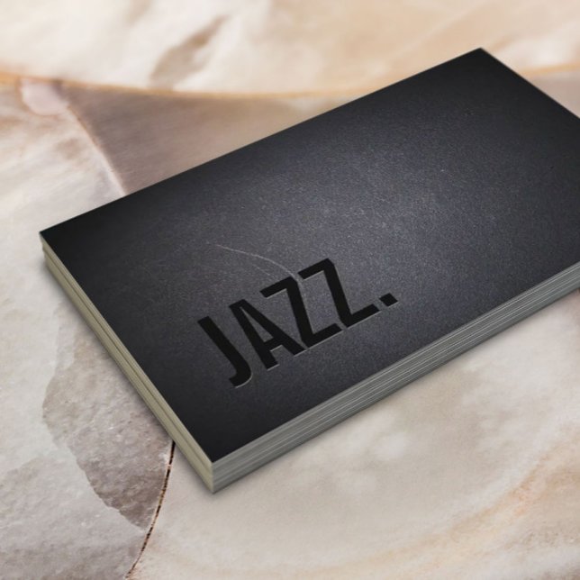 Cartão De Visita Jazz Music Teacher Modern Bold Black Minimale (Criador carregado)
