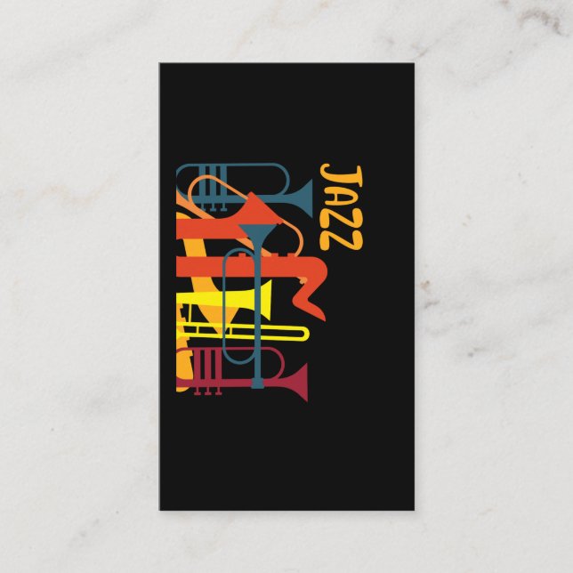 Cartão De Visita Jazz Musical Trumpet Music Lover (Frente)