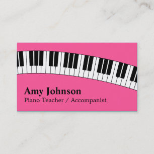 Cartão De Visita Jazzy Rosa, Moderno, Divertido, Professor de Piano