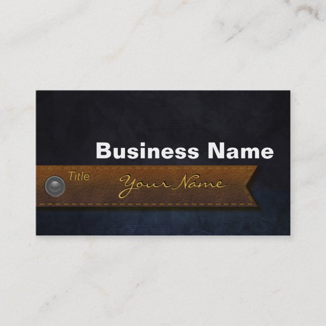 Cartão De Visita Jeans de couro clássico com barramento de botão (Frente)