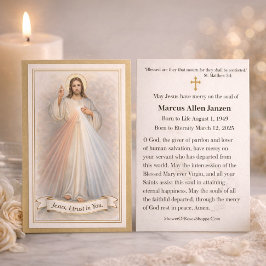 Cartão De Visita Jesus Divine Mercy Funeral Memorial Prayer Cards