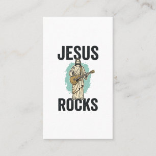 Cartão De Visita Jesus Rocks Guitar Entalhe Cristão Vintage Des