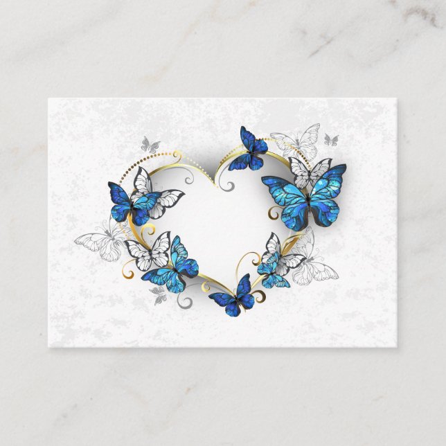 Cartão De Visita Jewelry Heart with Butterflies Morpho (Frente)