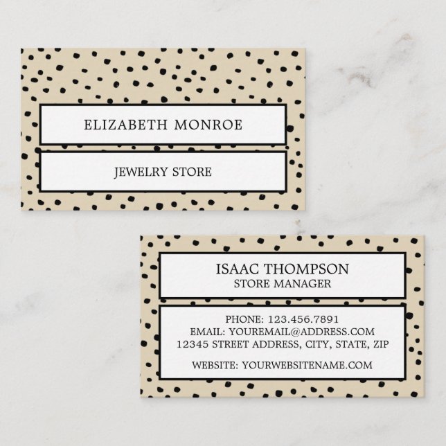 Cartão De Visita Joalheira pontilhada (Frente/Verso)