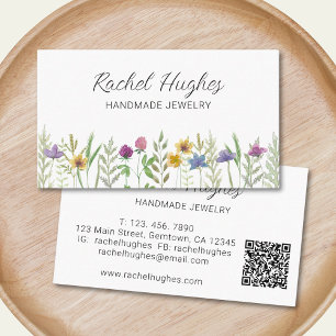 Cartão De Visita Joalheiro Código QR Floral
