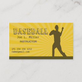 Cartão De Visita Jogador de beisebol, treinador de basebol, escola