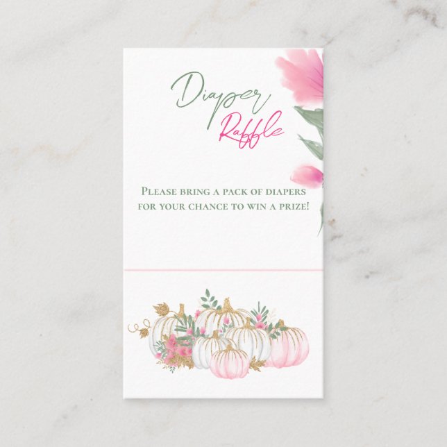 Cartão De Visita Jogo Dourado Pumpkin Branco Bebê Fralda Raffle Jog (Frente)