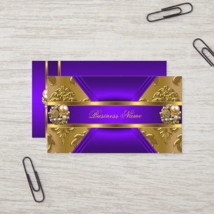 Cartão De Visita Jóia de Damasco Roxo Dourado Elegante Elite Empres