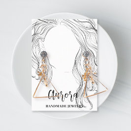 Cartão De Visita Joia de Desenho de Cabelo Branco e Preto Simples