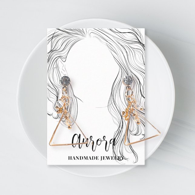 Cartão De Visita Joia de Desenho de Cabelo Branco e Preto Simples (Criador carregado)