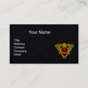 Cartão De Visita JOIA DO CORAÇÃO CELTICA Dourada COM BORRÃO VERMELH