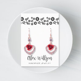 Cartão De Visita Joia Floral Simples, Preta e Branca