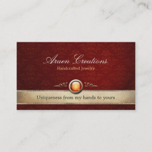 Cartão De Visita Jóia profunda da cor damasco da cereja do vintage