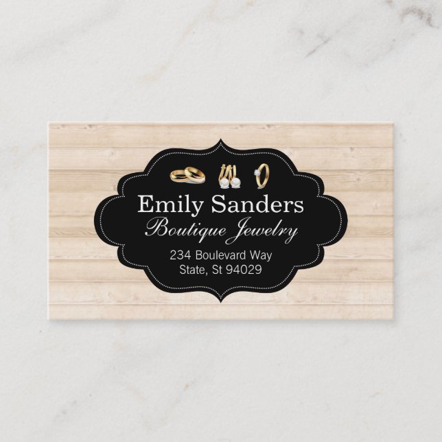 Cartão De Visita Jóias | Anéis | Amarelo | Gemstones (Frente)