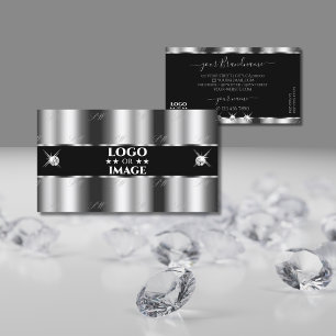 Cartão De Visita Joias aspergíveis pretas prateadas luxuosas com lo