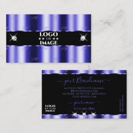 Cartão De Visita Joias brilhantes de preto azul-Shimmery com logoti