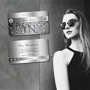 Cartão De Visita Joias cinzentas de prata e qualidade do monograma