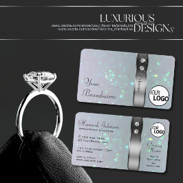 Cartão De Visita Joias de logotipos de pérolas azuis claras de deco