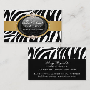 Cartão De Visita Joias de Moda Elegante Zebra