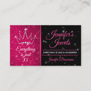 Cartão De Visita Joias e Acessórios Coroa de Diamante Rosa-Colora