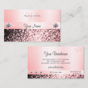 Cartão De Visita Joias luxuosas, cor-de-rosa, monograma, pastel, ro