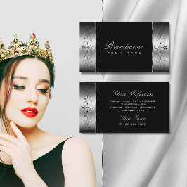 Cartão De Visita Joias Negras Espalhadas Negras Elegantes Ornamenta