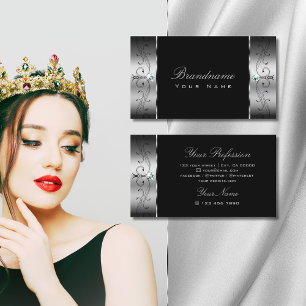 Cartão De Visita Joias Negras Espalhadas Negras Elegantes Ornamenta