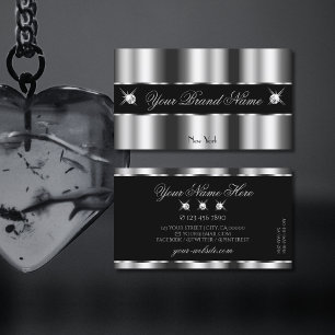 Cartão De Visita Joias Negras Luxuosas de Prata Negra Glamorosas