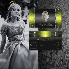 Cartão De Visita Joias pretas amarelas na moda com fotografia