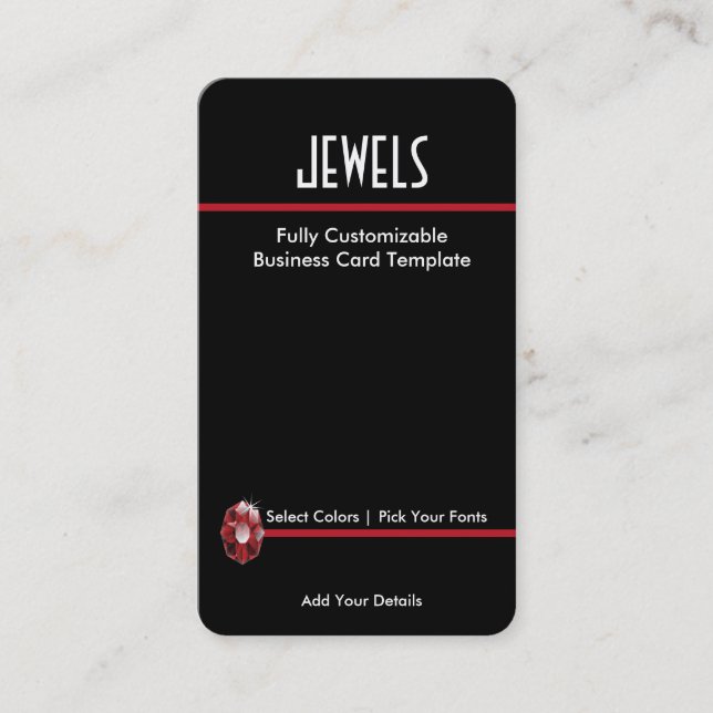 Cartão De Visita Joias Rinoestone Simples - Logotipo Ruby Rhineston (Frente)