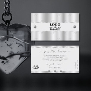Cartão De Visita Joias Shimmery Silver Sparkle com Logotipo Luxurio