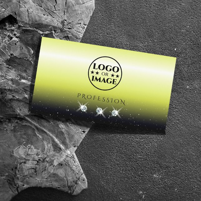 Cartão De Visita Joias Sparkle Gradientes Pretas Amarelas Chic Adic (Criador carregado)