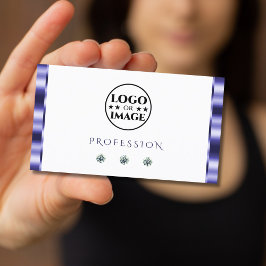 Cartão De Visita Jovens Espumantes na moda Azuis e Brancas com Logo