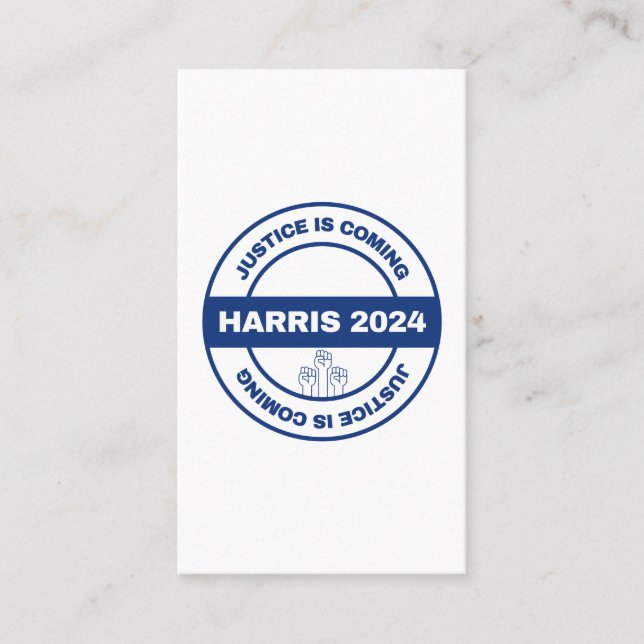 Cartão De Visita Justiça está chegando | Eleição de Kamala harris W (Frente)