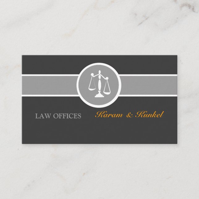Cartão De Visita Justiça legal do advogado escala Black|White|Gray (Frente)