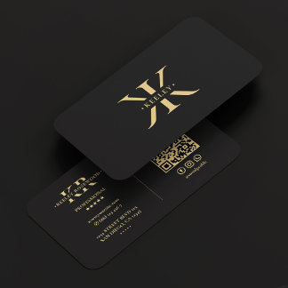 Cartão De Visita K Monograma Logotipo preto Elegante Moderno